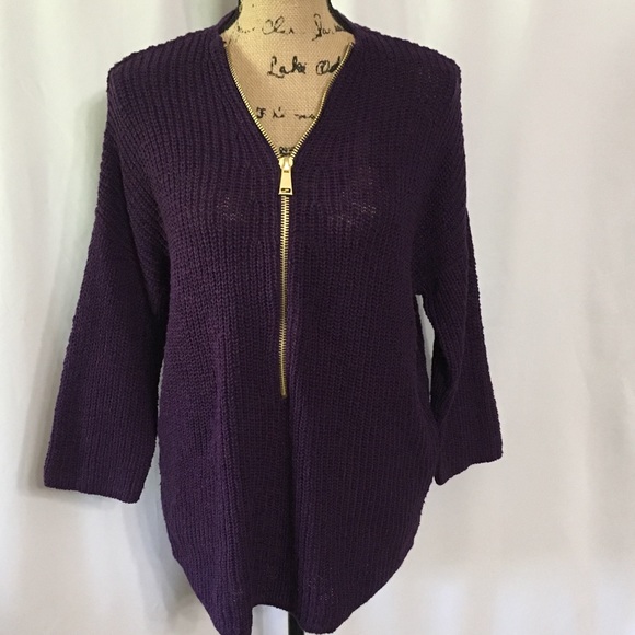 ABS Allen Schwartz Sweaters - ABS Allen Schwartz  1/2 Zip Purple Knit Sweater